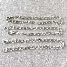 Load image into Gallery viewer, Silver Plated Curb Chain Bracelets - Silver Plated - 8&quot; - Lobster Claw Clasp - Package of 3 Bracelets - The Attic Exchange