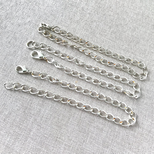 Silver Plated Curb Chain Bracelets - Silver Plated - 8