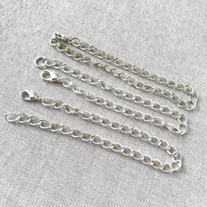Silver Plated Curb Chain Bracelets - Silver Plated - 8" - Lobster Claw Clasp - Package of 3 Bracelets - The Attic Exchange