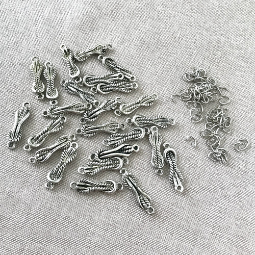 Rope Knot Links - Antique Silver - Blue Moon Beads - 6mm x 23mm - Package of 24 Links - The Attic Exchange