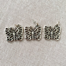 Load image into Gallery viewer, Antiqued Silver Open Butterfly Charms - 20mm - Antique Silver Plated - Package of 3 Charms - The Attic Exchange