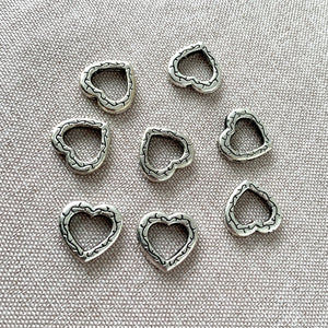 Antique Silver Plated Vine Heart Bead Frames - 14mm - Antiqued Silver-Plated - Package of 8 Frames - The Attic Exchange