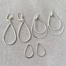 Load image into Gallery viewer, Silver Plated Teardrop Dangle Earring Findings - SIlver-Plated - Package of 6 Pieces - The Attic Exchange