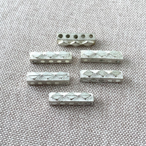 Diamond Rectangle Silver Spacer Bar - 5 Strand - 16mm x 5mm - Silver Plated - Pack of 6 Spacer Bars - The Attic Exchange