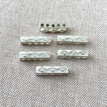 Load image into Gallery viewer, Diamond Rectangle Silver Spacer Bar - 5 Strand - 16mm x 5mm - Silver Plated - Pack of 6 Spacer Bars - The Attic Exchange