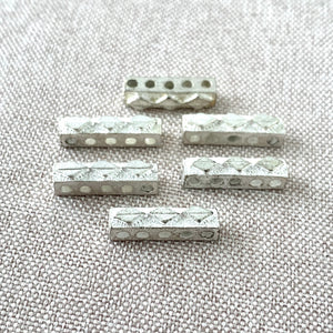 Diamond Rectangle Silver Spacer Bar - 5 Strand - 16mm x 5mm - Silver Plated - Pack of 6 Spacer Bars - The Attic Exchange