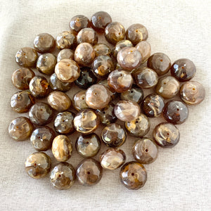 Brown Marble Faceted Rondelle Beads - Acrylic - 14mm x 20mm - Package of 55 Beads - The Attic Exchange