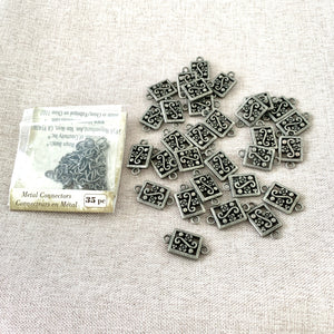 Antiqued Silver Flower Links - Square - 10mm x 19mm - Blue Moon Beads - Package of 30 Connectors - The Attic Exchange