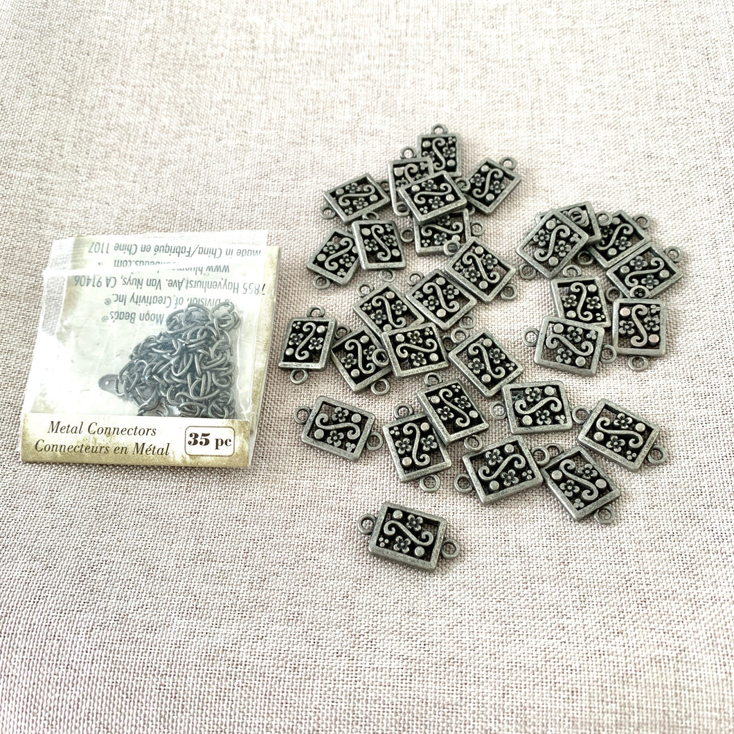 Antiqued Silver Flower Links - Square - 10mm x 19mm - Blue Moon Beads - Package of 30 Connectors - The Attic Exchange