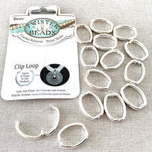 Load image into Gallery viewer, Bright Silver Twister Bead Clasp Clip Loop For Pendants - 26mm x 20mm - Silver Plated - Package of 14 Clips - The Attic Exchange