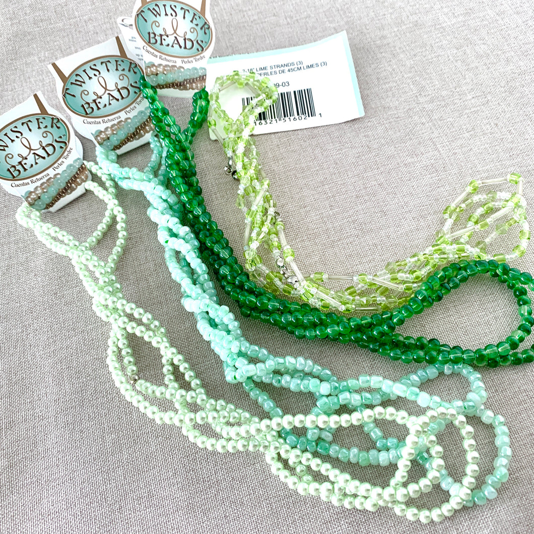 Green Hues - Twister Beads - Glass Seed Beads - The Attic Exchange