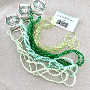 Green Hues - Twister Beads - Glass Seed Beads - The Attic Exchange