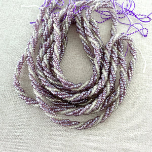 Amethyst and Pearlescent Twisted Seed Bead Strands - 7 inches and 16 inches - Glass Seed Beads - The Attic Exchange