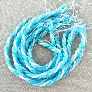 Light Blue and Pearlescent Twisted Seed Bead Strands - 7 inches and 16 inches - Glass Seed Beads - The Attic Exchange