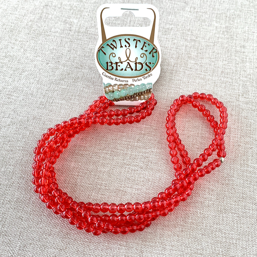Red Round Glass - Twister Beads - Glass Beads - The Attic Exchange