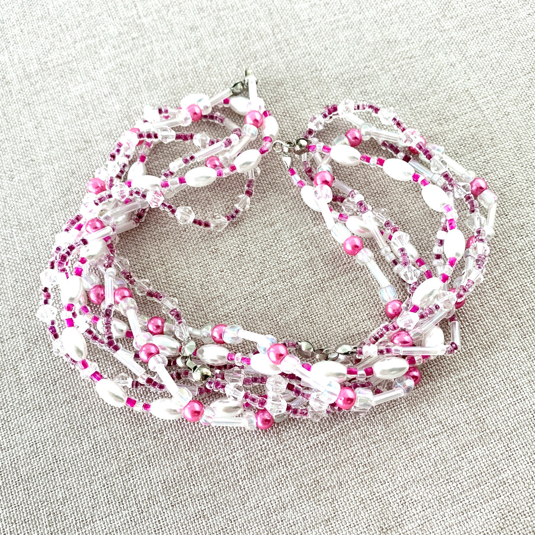 Pink White - Twister Beads - Glass Seed Beads - Blue Moon Beads - The Attic Exchange