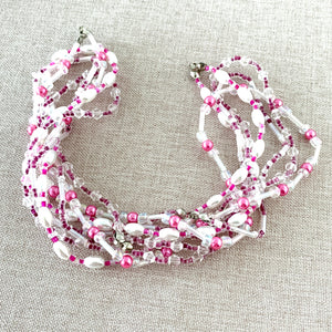 Pink White - Twister Beads - Glass Seed Beads - Blue Moon Beads - The Attic Exchange