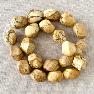 Picture Jasper Gemstone Beads - 13mm x 18mm - Oval Twist - Grade N - Package of 21 Beads - The Attic Exchange