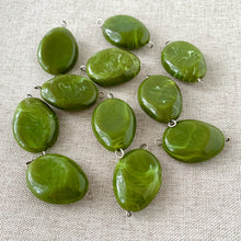 Load image into Gallery viewer, Avocado Green Marble Oval Links - Acrylic - 16mm x 25mm - Package of 11 Links - The Attic Exchange