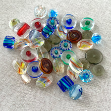 Load image into Gallery viewer, Striped Transparent Glass Beads - Mixed Shapes and Sizes - Package of 38 Beads - The Attic Exchange