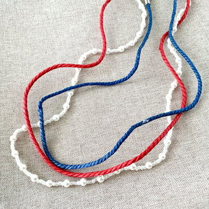Patriotic America Strands - 18 Inches - Red White Blue - Cord and Beads - The Attic Exchange