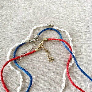 Patriotic America Strands - 18 Inches - Red White Blue - Cord and Beads - The Attic Exchange