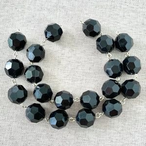 Black Faceted Round Links - Acrylic - 14mm - Package of 2 - 7 Inch Strands - The Attic Exchange