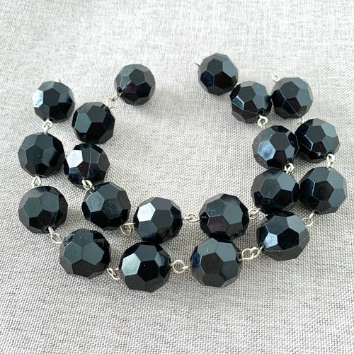 Black Faceted Round Links - Acrylic - 14mm - Package of 2 - 7 Inch Strands - The Attic Exchange