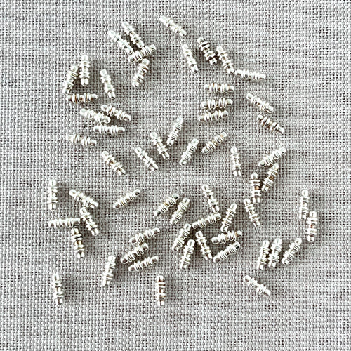 Double Line Silver Beads - Beadalon - 6mm - Silver Plated - Package of 61 Beads - The Attic Exchange