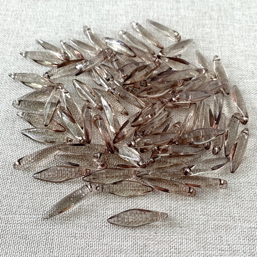 Brown Translucent Dagger Drops - Acrylic - 19mm - Package of 79 Beads - The Attic Exchange