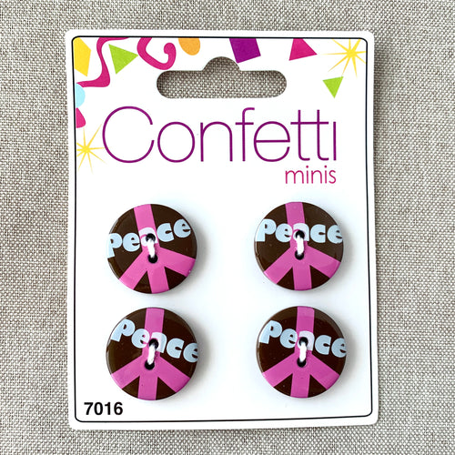 Peace - Confetti Minis Buttons - 2 Hole