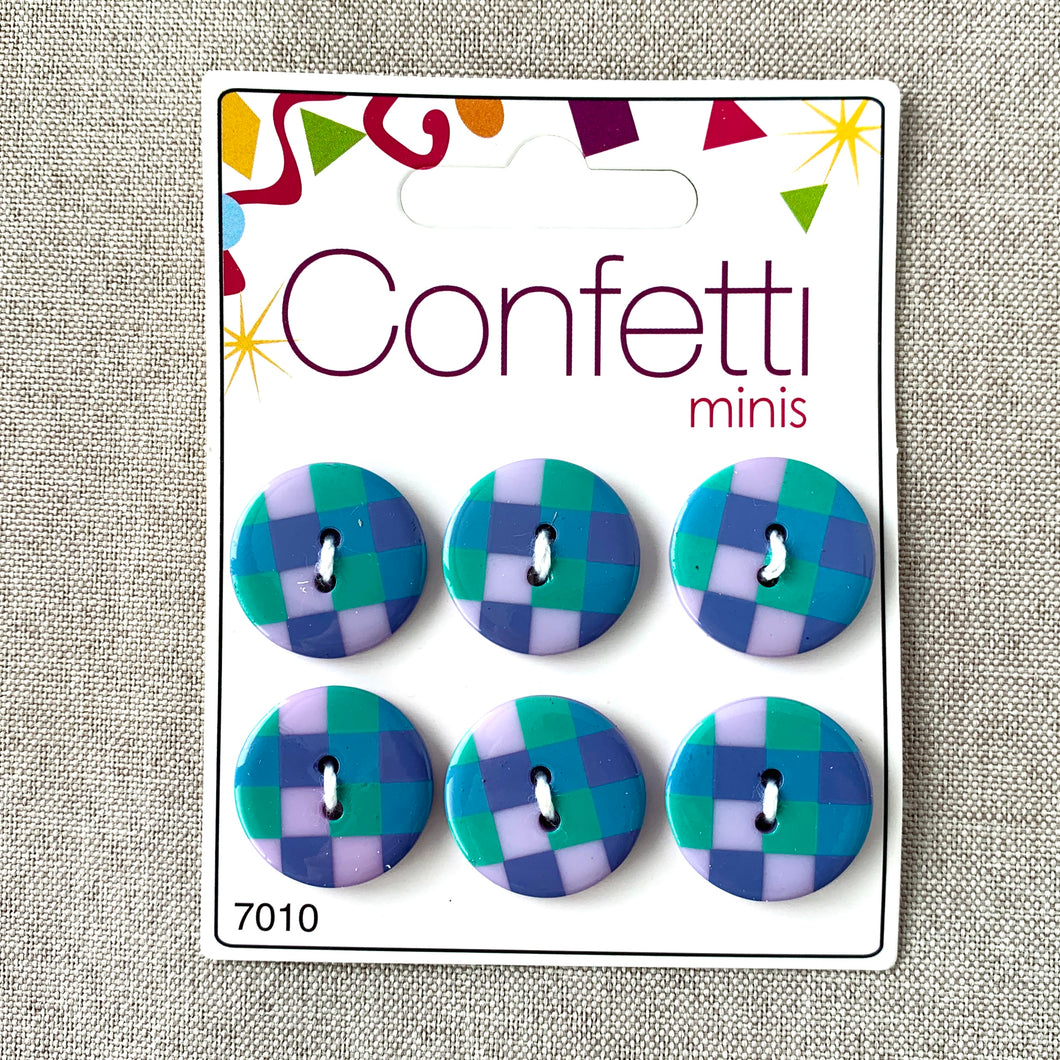 Checks - Confetti Minis Buttons - 2 Hole