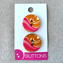 Load image into Gallery viewer, Marble - Wood Buttons - 2 Hole - 25mm - Pink Orange