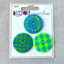 Load image into Gallery viewer, Love Love Love 6041 - Button Conversations - 2 Hole - Blue Green