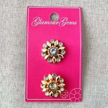 Load image into Gallery viewer, 5202 Gold Flower Circle - Glamour Gems - Shank Button - 22mm - Gold Clear