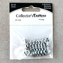 Load image into Gallery viewer, 4444 Silver Key - Collectors Buttons - 1 Hole Shank Button - - Silver