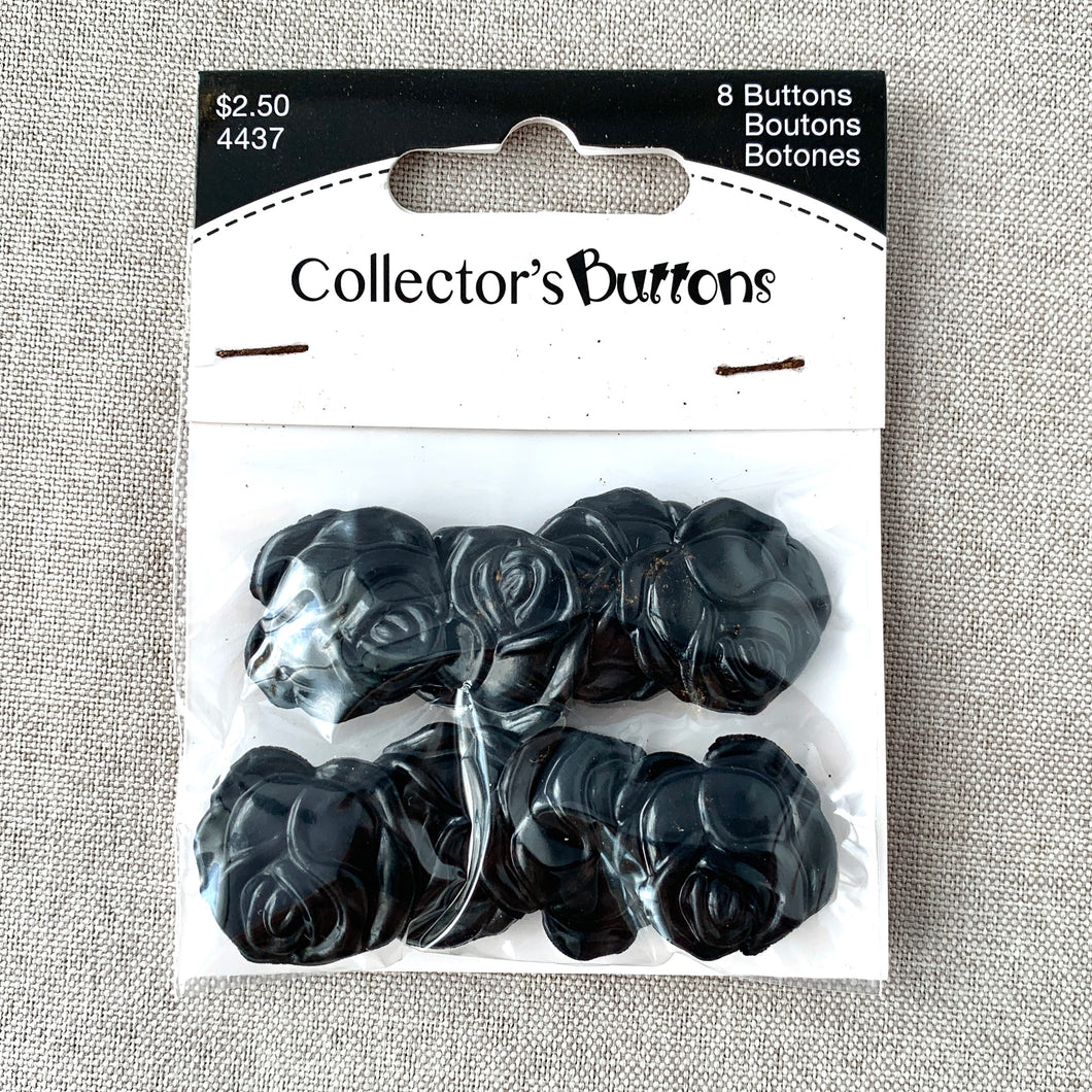 4437 Roses - Collectors Buttons - 1 Hole Shank Button - - Black
