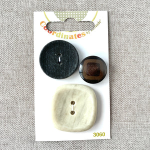 3060 - Coordinates - 2 Hole - Assorted Sizes - Brown, Grey, Ivory