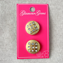 Load image into Gallery viewer, 5226 Gold Gem Square - Glamour Gems - Shank Button - 22mm - Gold Clear