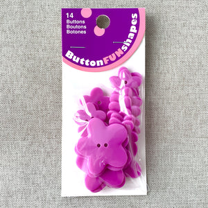 Purple Flowers - Fun Shapes - 2 Holes - Assorted Sizes - Purple Pink