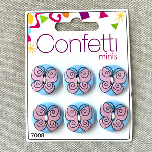 Pink Butterfly - Confetti Minis Buttons - 2 Hole