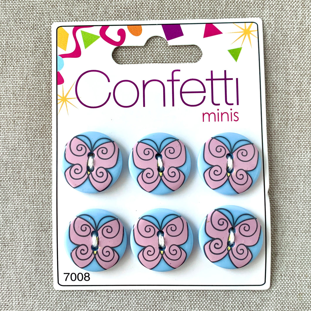 Pink Butterfly - Confetti Minis Buttons - 2 Hole