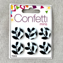 Load image into Gallery viewer, Black White Leaves - Confetti Minis Buttons - 2 Hole