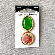 Load image into Gallery viewer, 4424 Vintage China - Collectors Buttons - 1 Hole Shank Buttons - 32mm 25mm - Pink Gold Green