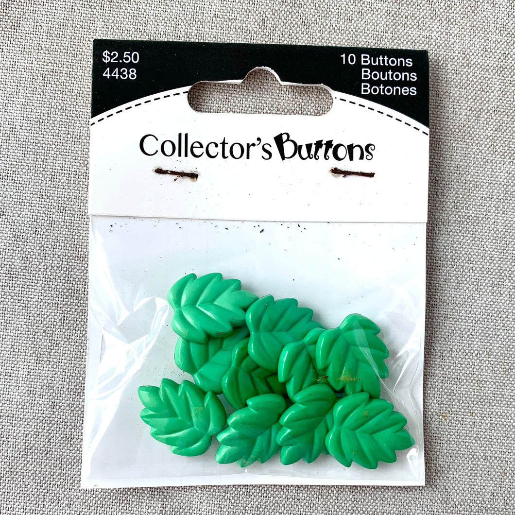 4438 Leaf - Collectors Buttons - 1 Hole Shank Button - - Green