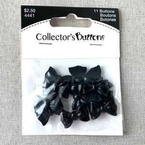 4441 Bow Ribbon - Collectors Buttons - 1 Hole Shank Button - - Black