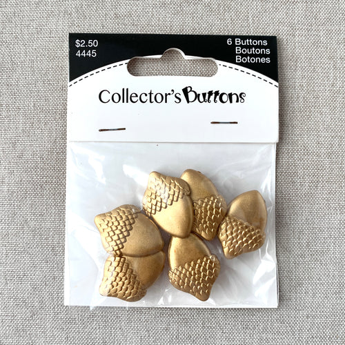 4445 Gold Acorn - Collectors Buttons - 1 Hole Shank Button - - Gold