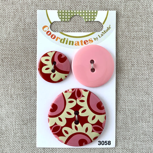 3058 - Coordinates - 2 Hole - Assorted Sizes - Ivory Pink
