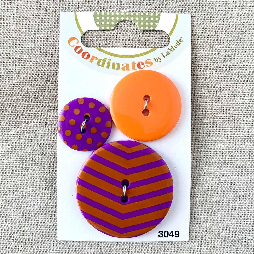 3049 - Coordinates - 2 Hole - Assorted Sizes - Purple Orange