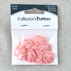 4442 Pink Roses - Collectors Buttons - 1 Hole Shank Button - - Pink